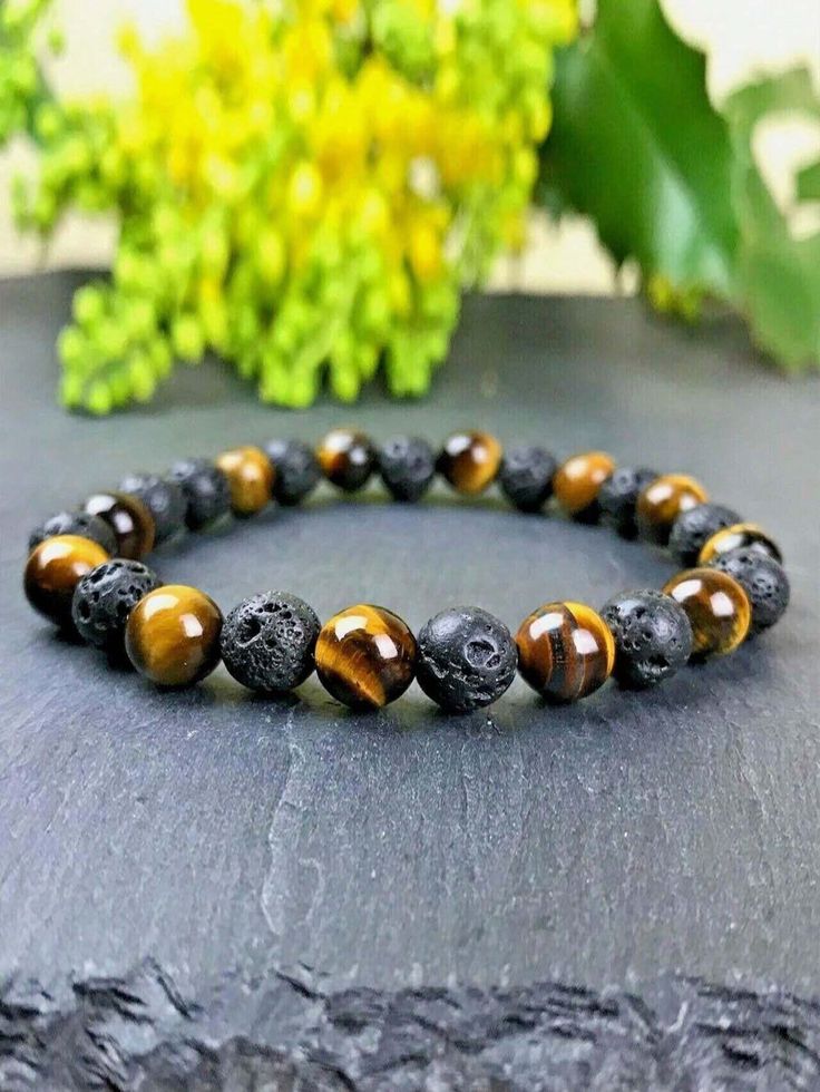 Tiger Eye and Lava Rock Crystal Bracelet for Men and Women
