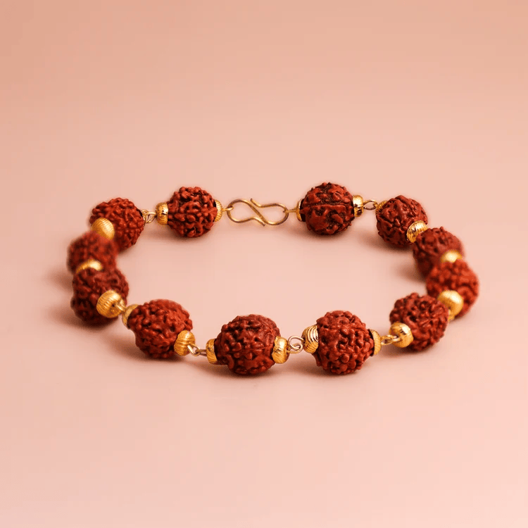 Gold Plated Rudraksha Bracelet Premium Spiritual Jewellery