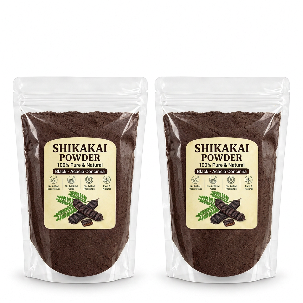 Shikakai Powder Black - Front View Double Pouch